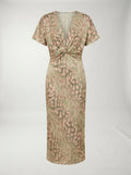 Vestido Calandra LAVRA - vestido midi cobre elegante mujer vista frontal