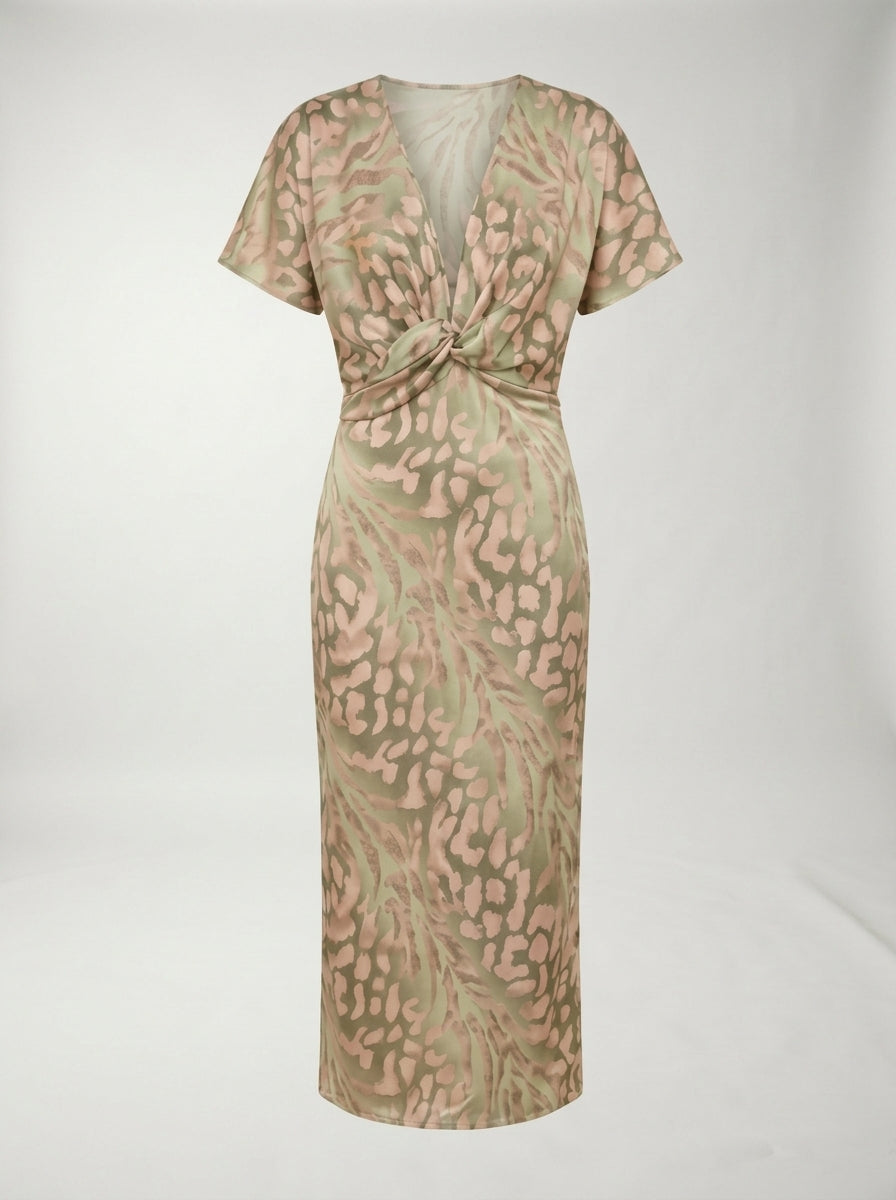 Vestido Calandra LAVRA - vestido midi cobre elegante mujer vista frontal