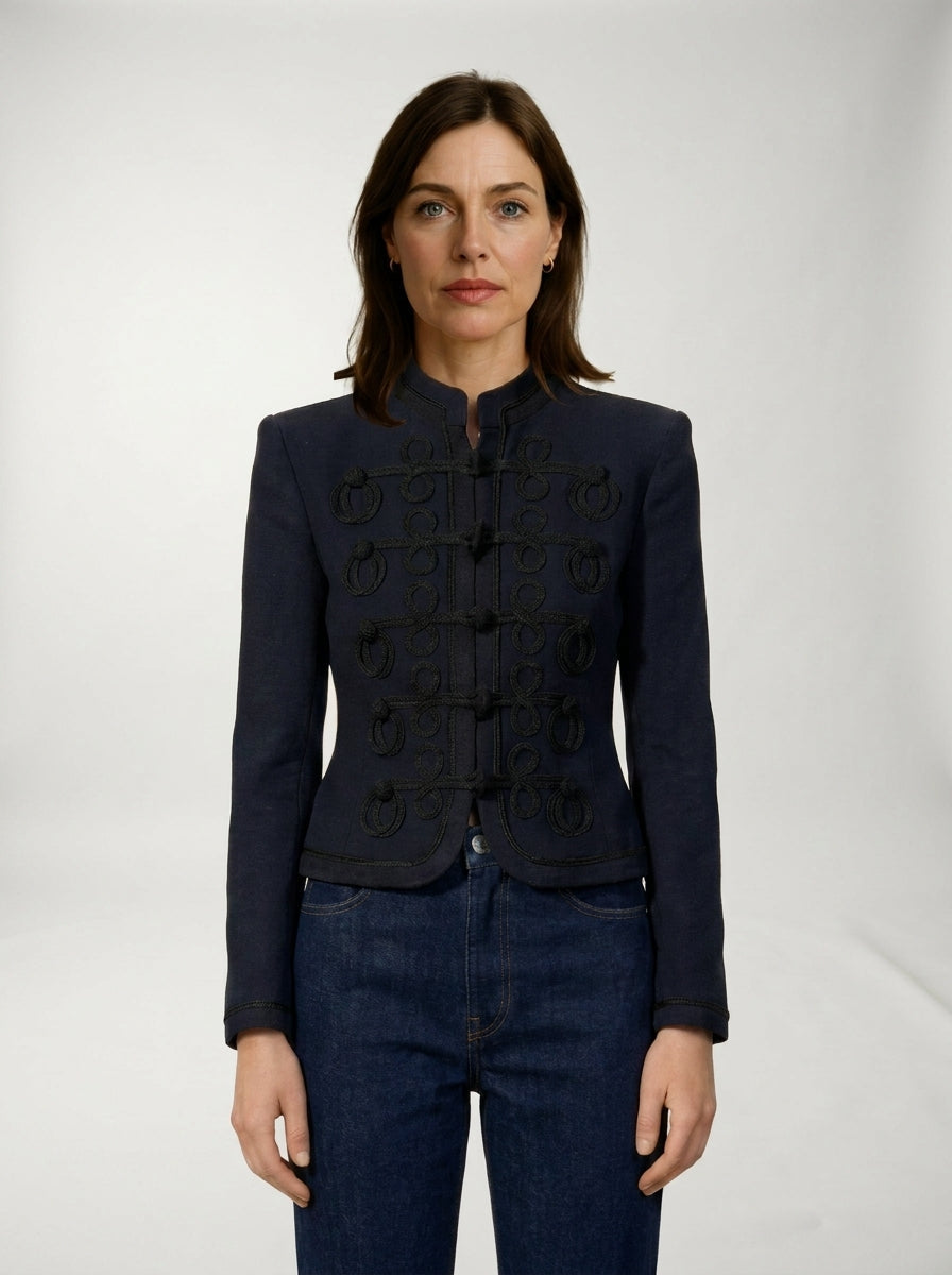 Chaqueta Elodie LAVRA - detalle tejido y botones