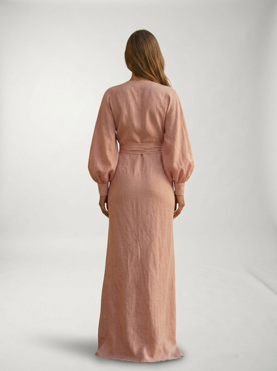 Vestido Maxi LAVRA - vestido maxi detalle tela fluida escote V