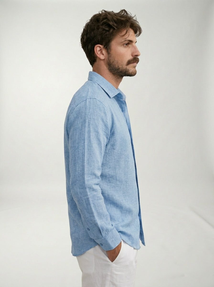 Camisa casual Giovanni LAVRA - vista lateral fondo neutro