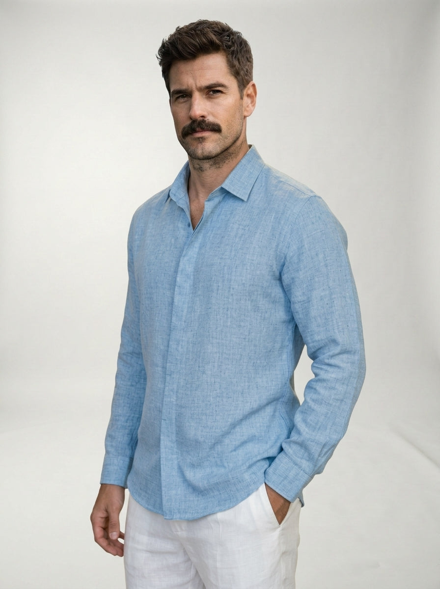 Camisa casual Giovanni LAVRA - modelo editorial look casual hombre