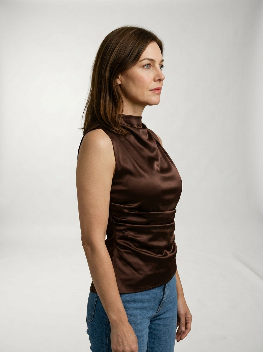 Top Carol LAVRA - marrón cacao
