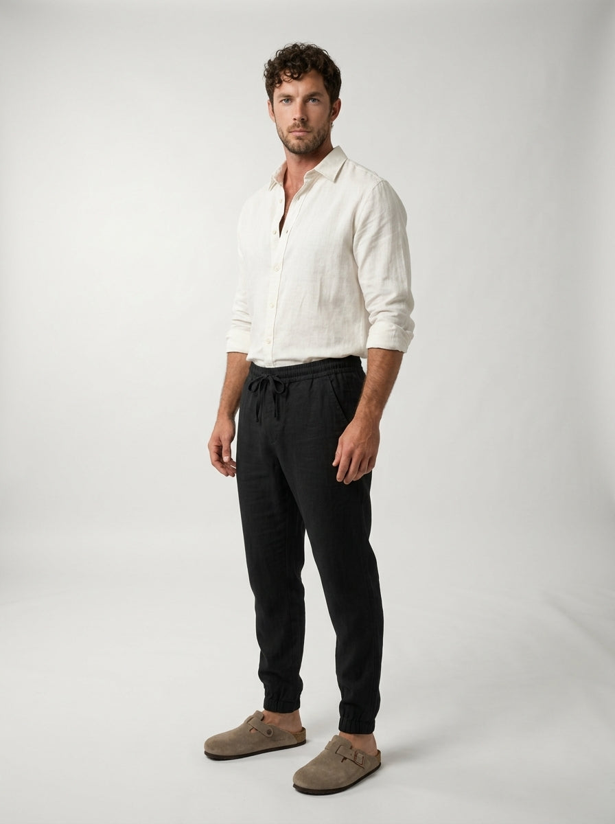 Pantalones de Lino LAVRA - negro casual