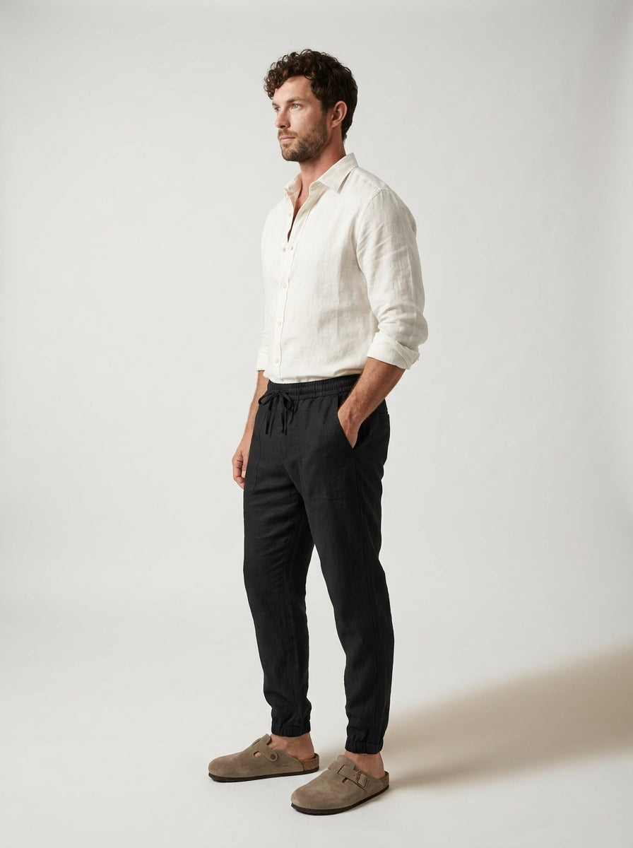 Pantalones de Lino LAVRA - detalle cintura elástica
